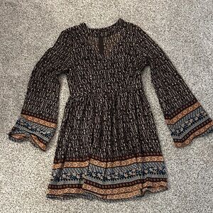 Coco + Carmen Brown and Red Patterned Dress